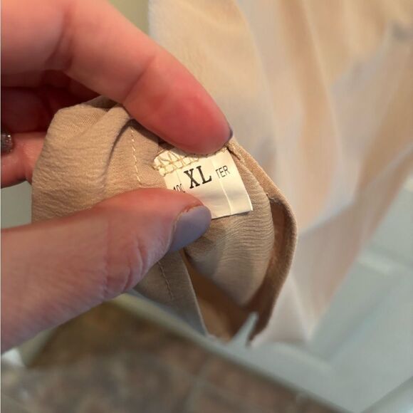 Amazon Cream Flutter Sleeve Blouse with Ruffled Details - Picture 3 of 4